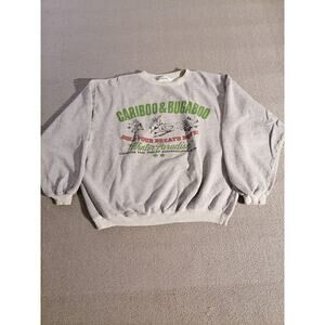 SISLEY Large Female Grey Cariboo Bugaboo Winter Paradise Graphic Sweatshirt Top